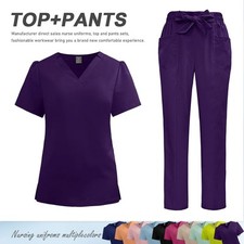 2025 Summer Strecth Hospital Uniform Medical Scrub Set Women V-Neck Straight