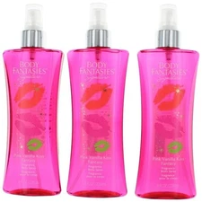 Pink Vanilla Kiss Fantasy by Body Fantasies, 3 Pack 8 oz Fragrance Body Spray fo