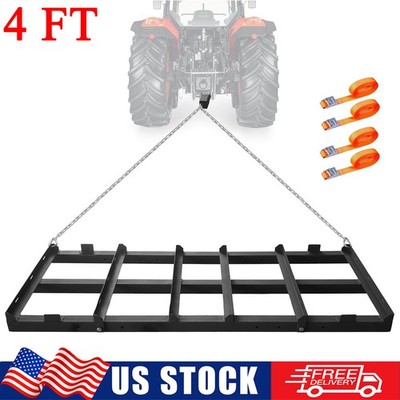 4' Drag Harrow Heavy Duty Tow Behind Driveway Grader Driveway Leveling Lawn Rake