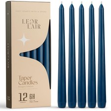 12 PCS Dark Blue Taper Candles 10 Inch Unscented Long Burning Candle Sticks