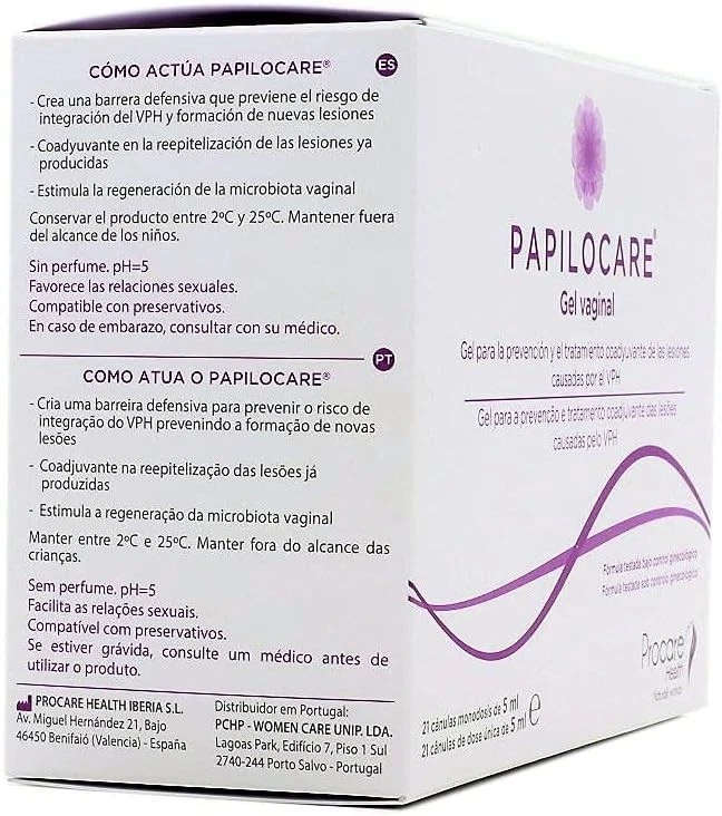 Papilocare Vaginal Gel - 21 x 5ml. Single-Dose Cannulas for Vaginal Health - Image 2 of 2