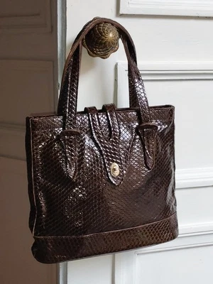 Sac à main Ancien en cuir Marron - Photo 1/4