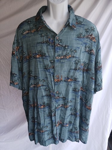 Island Shores Herren XXL Hemd Blau Island Thema Mixgetränk Ananas Blumen Tz - Bild 1 von 3