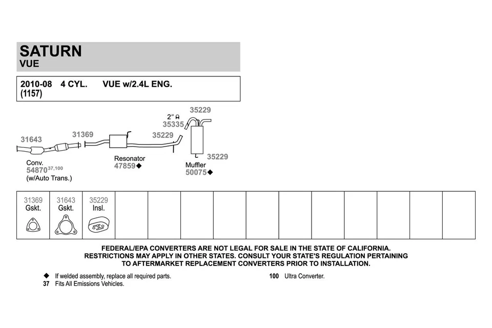 For Saturn Vue 08-10 Walker Quiet-Flow Stainless Steel Oval Bare Exhaust Muffler - Imagem 3 de 4