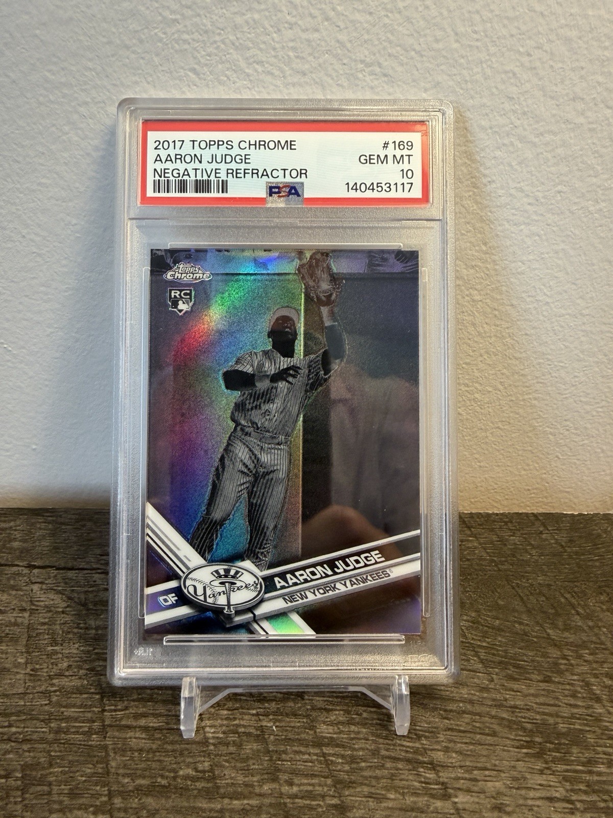 2017 Topps Chrome Aaron Judge Negative Refractor Card #169 Rookie PSA 10 Yankees