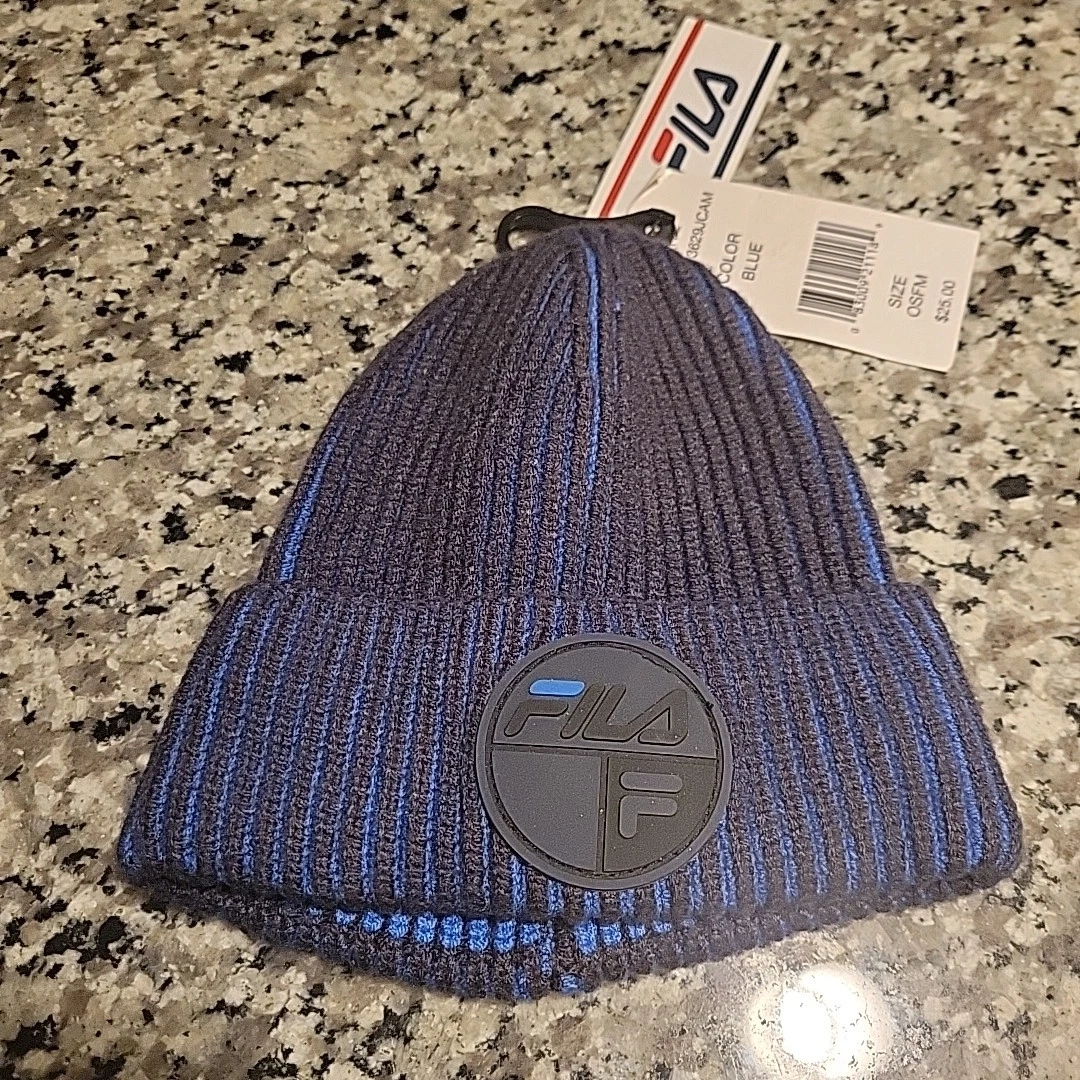 FILA Boys Blue/Black Beanie One Size Fits Most