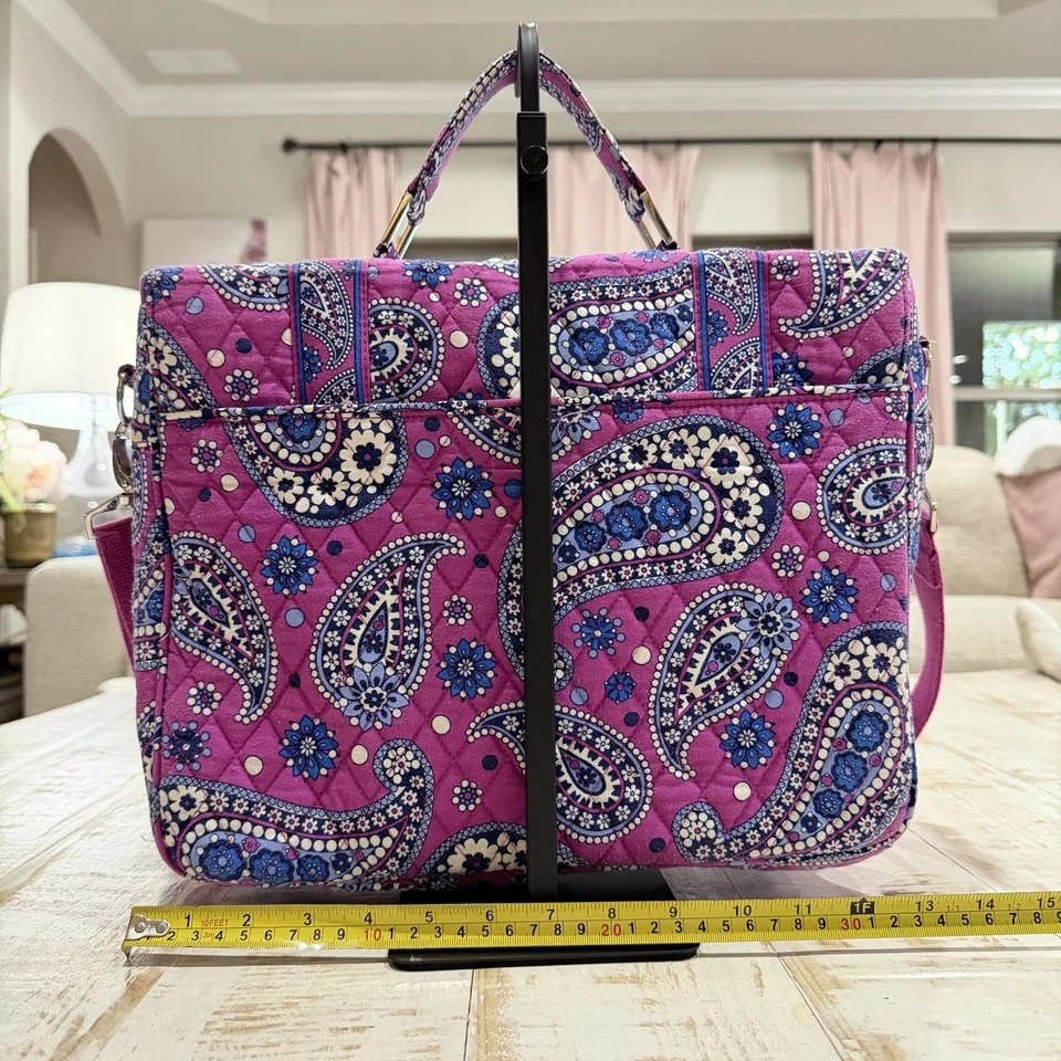 Vera Bradley Paisley Quilted Laptop Messenger Bag Boysenberry Vintage Retired - Image 3 of 4