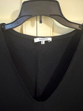 GANNI Black Solid V-Neck Fit & Flare Ruffle Bell Sleeve Short Dress XS
