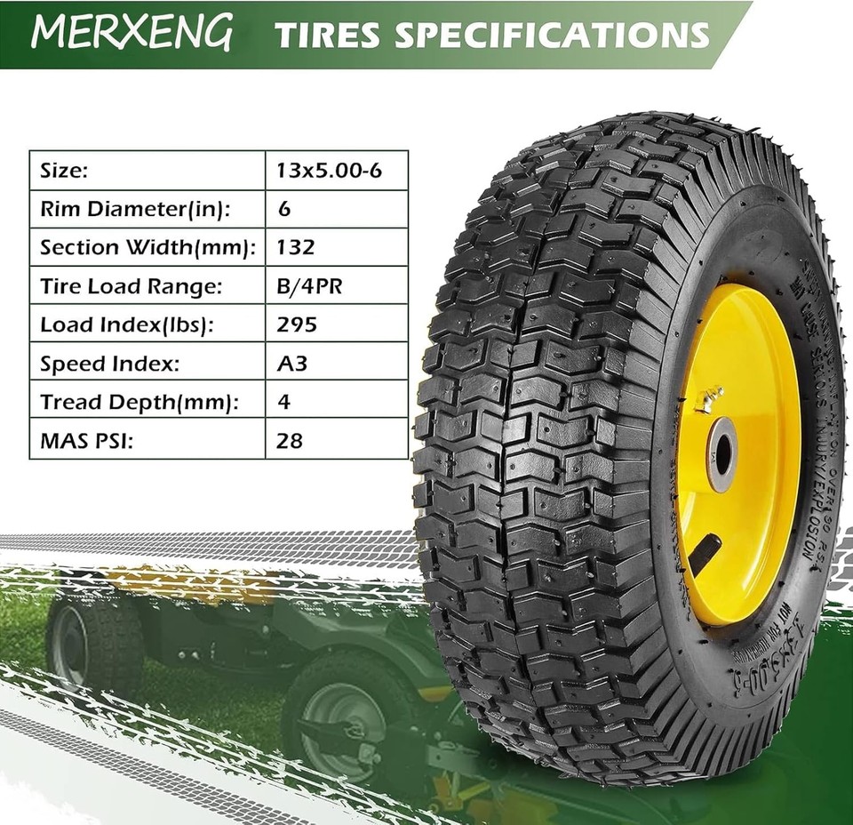 2pcs 13x5.00-6 Tire and Wheel Replace Lawn Mower Tires 13x5x6 13x5-6 ...