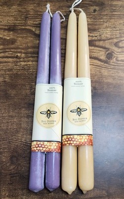 Big Dipper Wax Works Hand-Dipped Tapers Beeswax Candles Yellow Lavender Easter