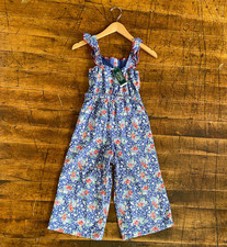 POLO Ralph Lauren Girls Jumpsuit Size 7 Floral Print Ruffle Straps Elastic Waist