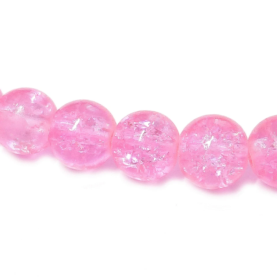 Glasperlen Crackle rund 8 mm rosa ca. 105 Perlen Spacer nenad-design - Bild 3 von 4