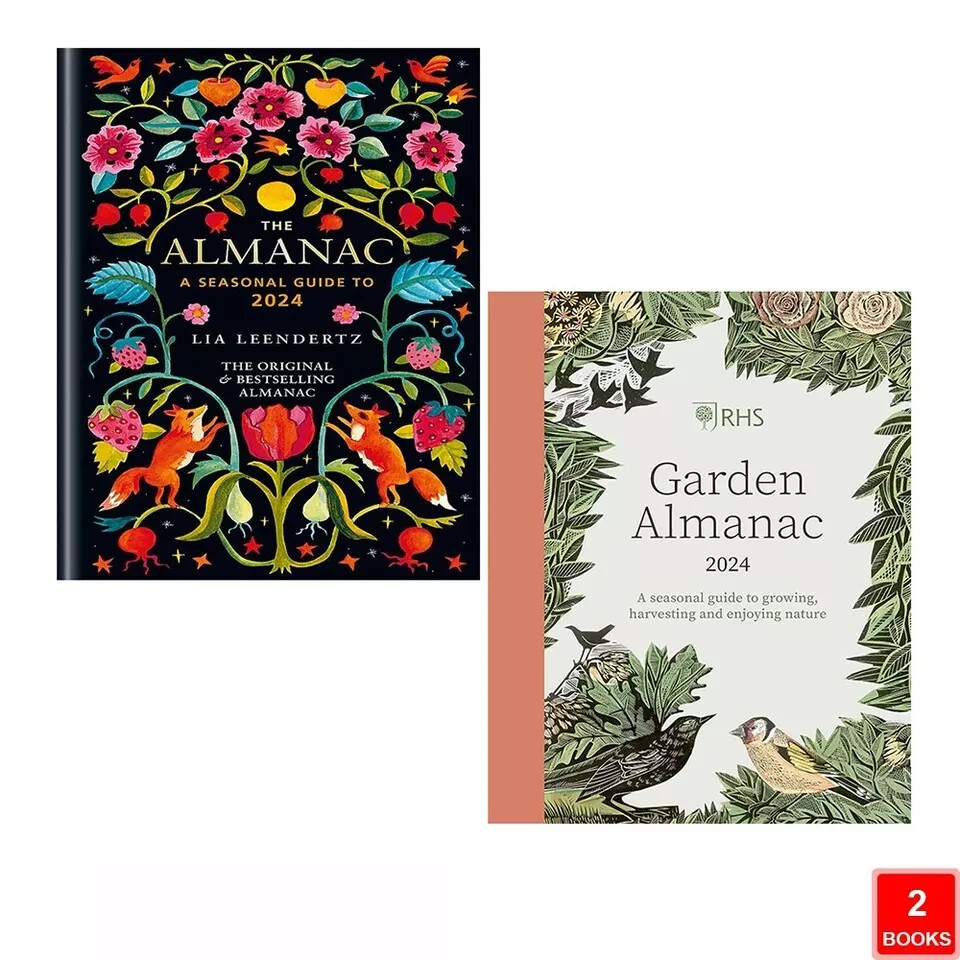RHS Garden Almanac 2024, Almanac Lia Leendertz 2 Books Set Animals Habitats HB