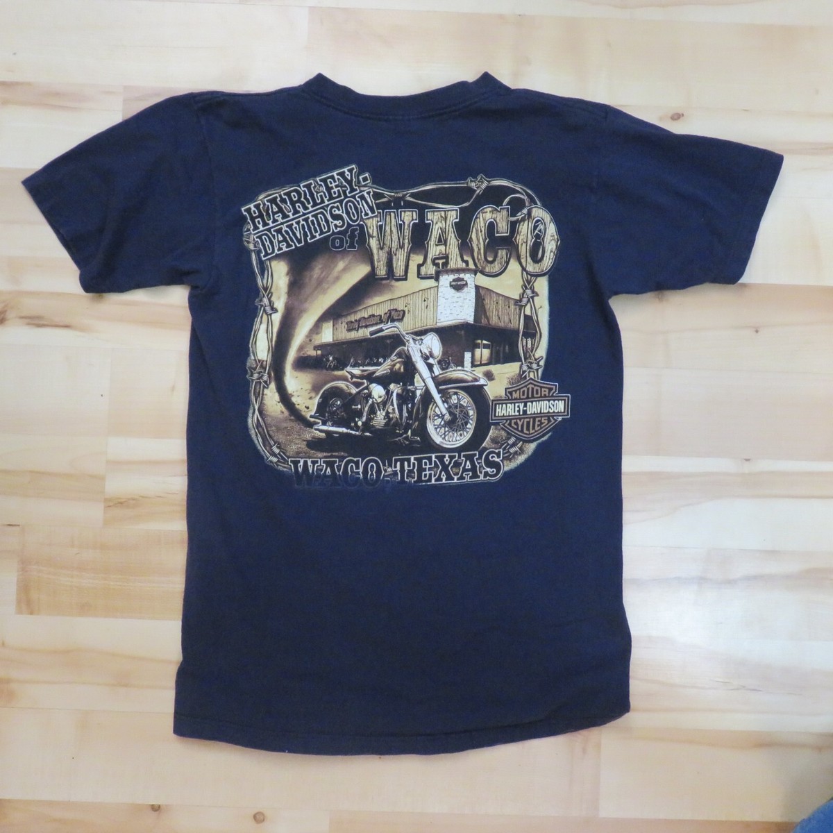 Harley Davidson Waco Texas Double Sided Biker T-shirt USA Made M 