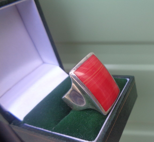 Anello Donna In Argento 925 Con Agata Rossa | Design Vintage Floreale | Regolabile | Gioiello Elegante Per Festa Della Mamma, Compleanno, Natale - 5