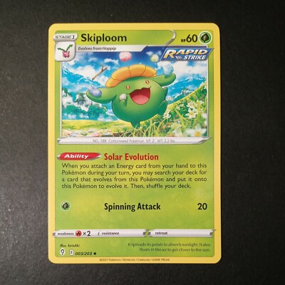 Pokemon Evolving Skies Skiploom Uncommon Card 003/203 NM