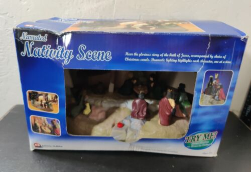 2002 Gemmy Holiday Narrated Nativity Scene Talks Lights Up Christmas Story Vtg - Afbeelding 1 van 8