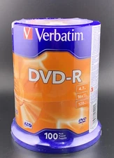 VERBATIM DVD-R 4.7GB Media Disc New 100