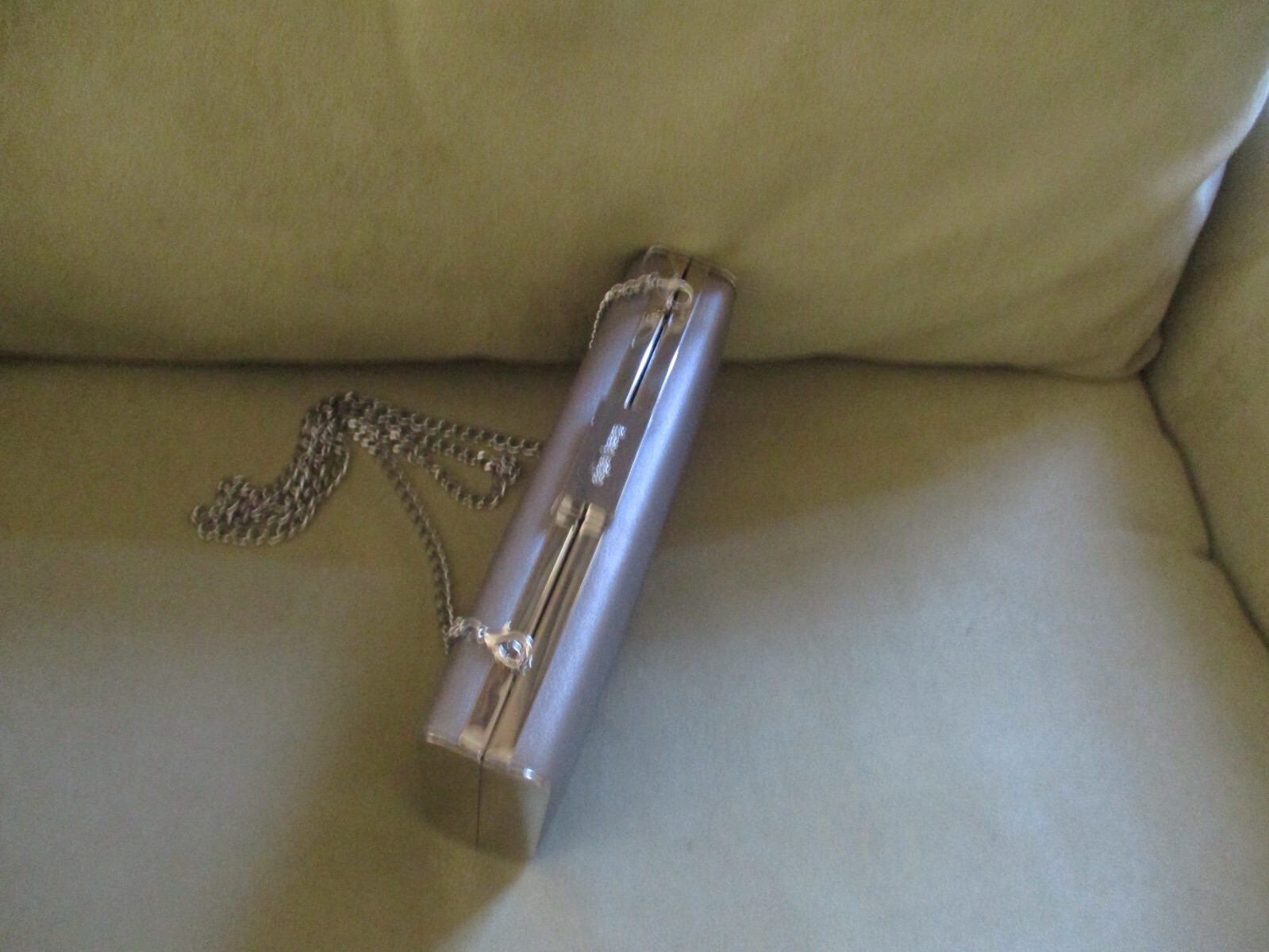 Olga Berg Precious Metallic Slimline Clutch Sliver Shoulder Bag NEW