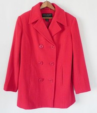 Centigrade Pea Coat Red 100% Wool Pockets Double Breasted Size S(fits Us M)
