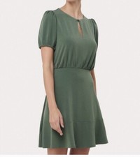 LOFT 00 XXS NWOT Green Short Sleeve Flounce Dress