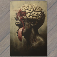 STICKER Skull Tongue Grotesque Brain Skull Horror Dark Themed Unique Creepy F