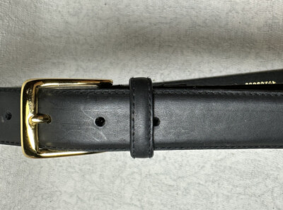 Mens Blk Leather and Synthetic Gold Buckle Belt Sz 42 NNT | eBay