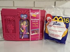 1999 Barbie Boutique Doll Case Wardrobe Trunk Licensed Mattel Bonus Water Bottle