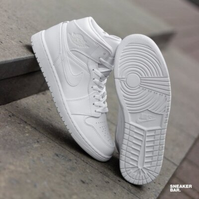 #ad Nike Air Jordan 1 Mid Triple White 554724 136 Mens Shoes New $100.00