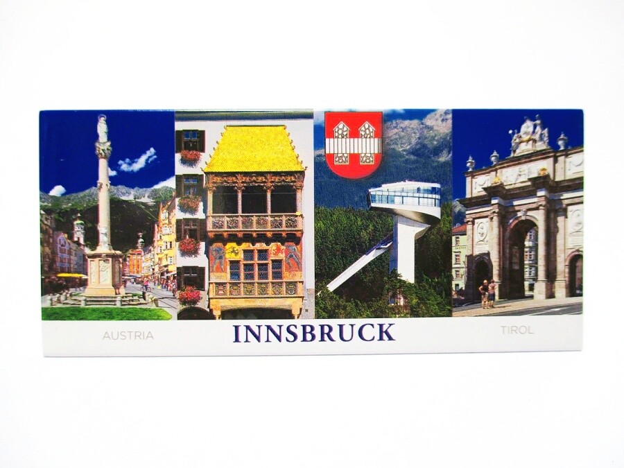 Innsbruck Tirol Gold. Roof photo magnet Austria 12 cm travel souvenir