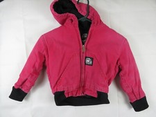 Polar King Jacket hooded Lined Full Zip Kids Red USA Work Wear Canvas Sz XS 3/4