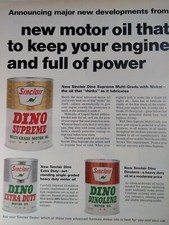 Sinclair Oil Print Ad Original Vtg 1966 Gasoline Dinosaur Green Beans
