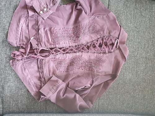 ❤️ Jacke Inkl Magnete 3st. Tredy weich GR 46 In Brombeere ❤️ Flügel GLITZER 😍 - Bild 10 von 12