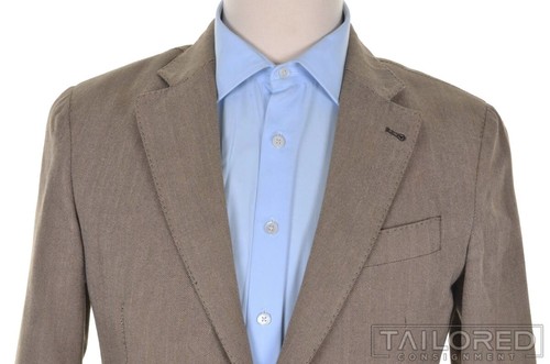 HACKETT LONDON Brown Herringbone 100% Cotton Blazer Sport Coat Jacket - 38 R - Picture 3 of 9