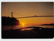 Postcard Beautiful Sunset Lion's Gate Bridge Vancouver BC Canada