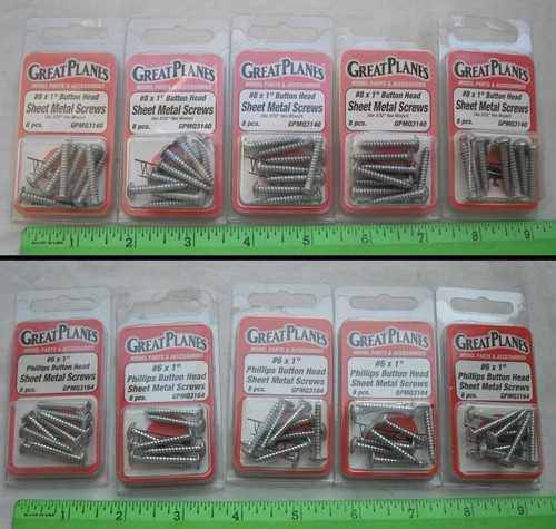 Lot of 11 Great Planes GPMQ3140 GPMQ3164, 1" Sheet Metal Screws, RC R/C Airplane