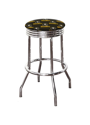 Bar Stool 31" Tall Backless Swivel Seat Cushion with NFL Team Logo Fabric - Picture 30 of 39