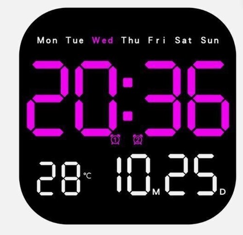 LED Large Digital Wall Clock Alarm Remote Control Temperature Date Week Display - Bild 17 von 20