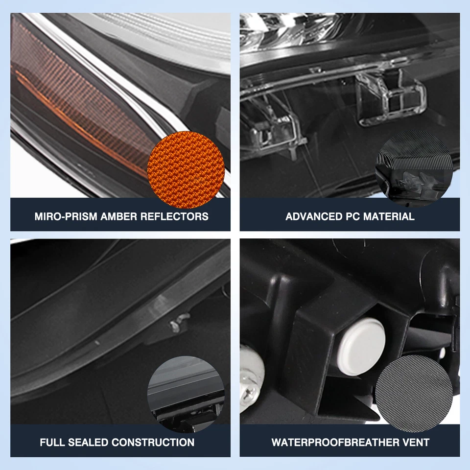 Par de Faróis Fit 2017 2018 2019 Toyota Corolla SE XLE XSE Sedan 4Dr com Lâmpadas - Imagem 4 de 4