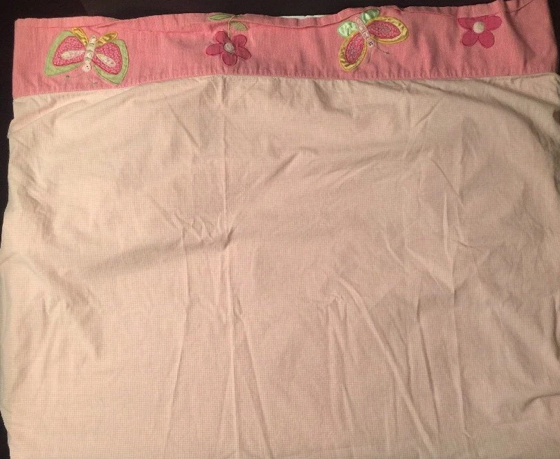 Lambs & Ivy Pink Gingham Flat Crib/Toddler Bed Flat Sheet & Pillowcase Butterfly - Image 4 of 4
