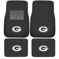 New 4pcs Nfl Green Bay Packers Car Truck Front Rear Carpet Floor Mats Set