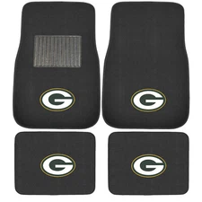New 4pcs NFL Green Bay Packers Car Truck Front Rear Carpet Floor Mats Set
