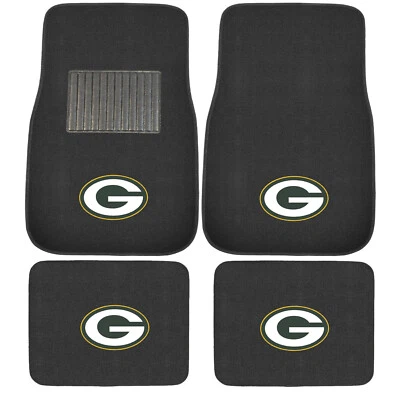FANMATS New 4pcs NFL Green Bay Packers Car Truck Front Rear Carpet Floor Mats Set
