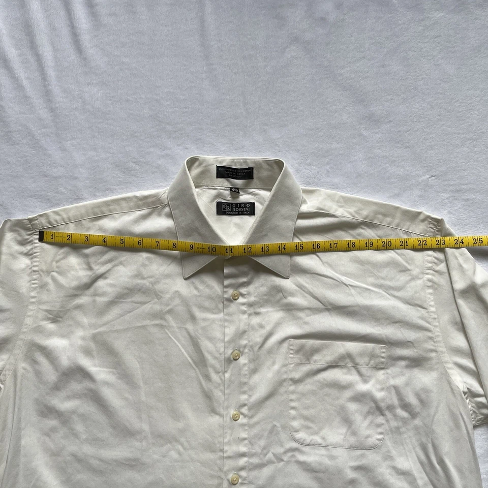 Camisa de Vestir De Colección Gino Rossini 18.5 36/37 Italia 2XL Grande Alta Marfil Ligera Foto 4 de 4