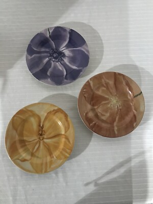 Set Of 3  Watercolor Blooms  Pier One 8 Inch Plates