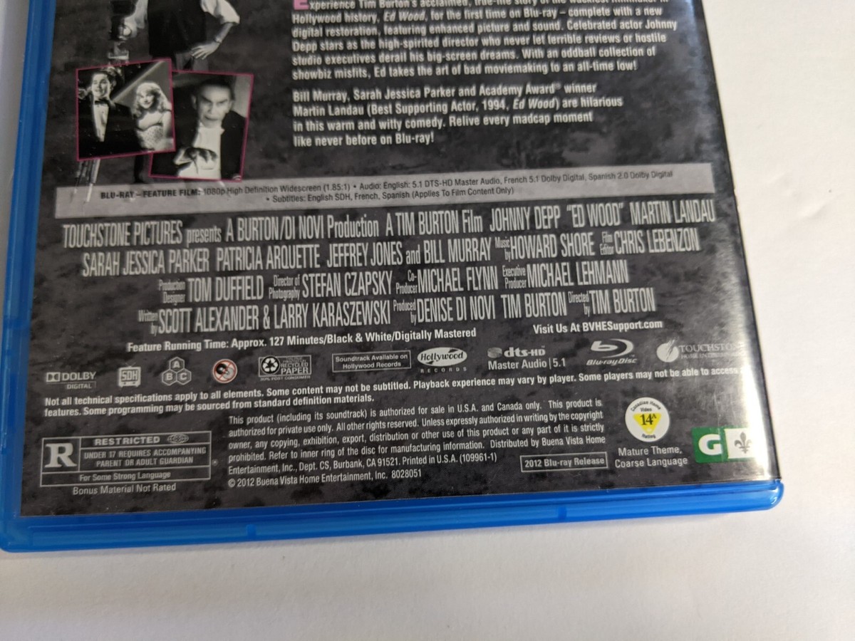 A Tim Burton Film Ed Wood Starring Johnny Depp Blu Ray Disc A Tim Burton Film Ed Wood Starring Johnny Depp Blu Ray Disc