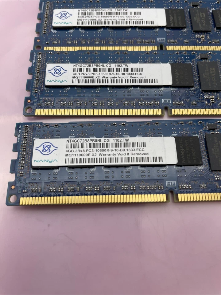Nanya 32GB 8x 4GB 2Rx8 DDR3 PC3-10600R | Server Ram NT4GC72B8PB0NL-CG - Image 2 of 2