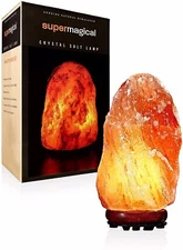 Super Magical 4-6lb Himalayan Salt Lamp on Wood Base w/UL-Approved Dimmer, 6-ft 