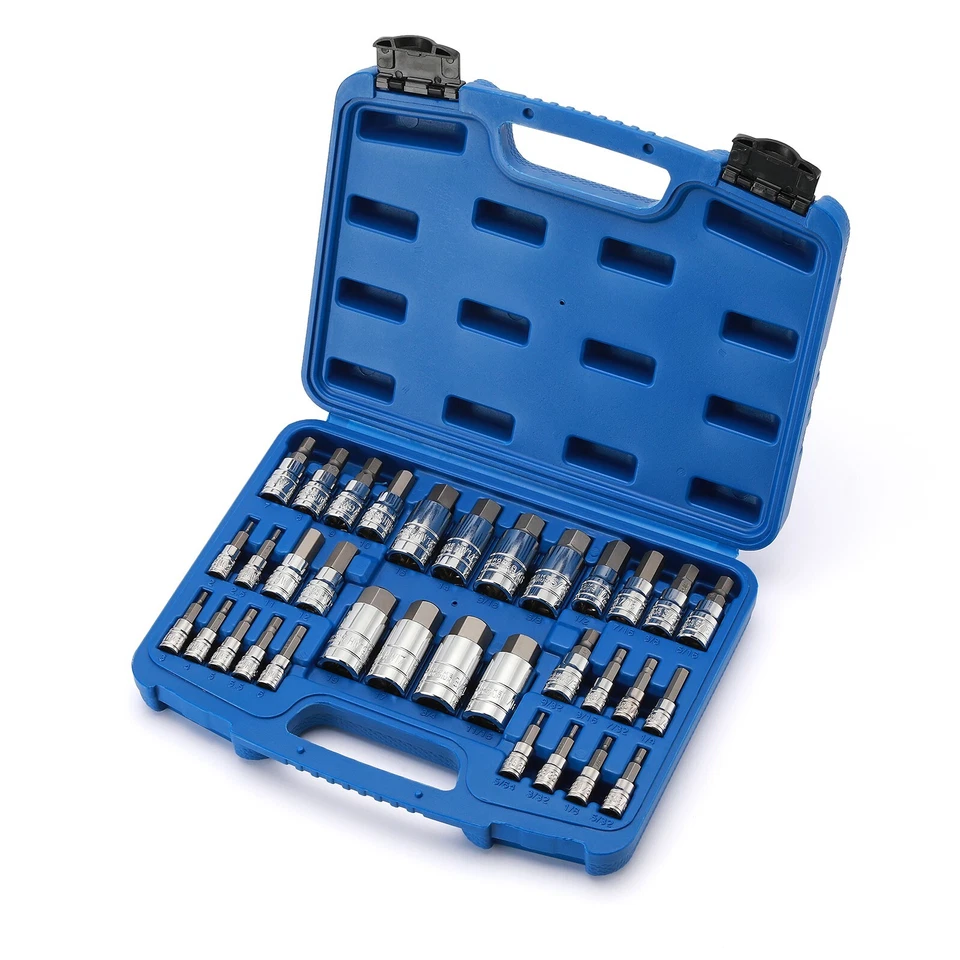 33PCS Hex Bit Socket Set, 1/4", 3/8" and 1/2" Drive, SAE & Metric Allen Socket - Image 2 of 4