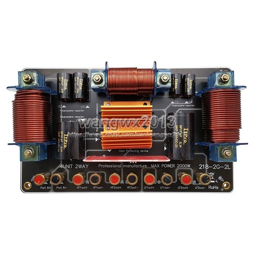 2000W Dual Tweeter Bass 2 Way 4 Unit Speaker Frequency Divider Crossover Filter - Picture 3 of 6